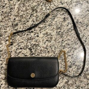 Tory Burch Black Crossbody Bag with Gold Chain
